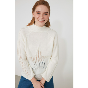 Trendyol Ekru Bosphorus and Knitting Detailed Knitwear Sweater