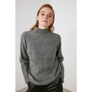 Trendyol Anthracite Throat and Knitting Detailed Knitwear Sweater