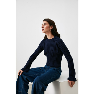 Trendyol Navy Blue Bike Collar Knitwear Sweater