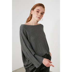 Trendyol Gray Kayak Collar Knitwear Sweater