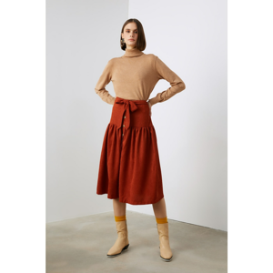 Trendyol Cinnamon Button Skirt
