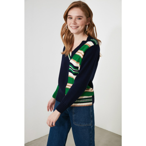 Trendyol Navy Blue Color Block Knitwear Sweater