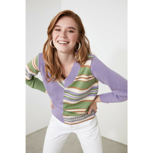 Trendyol Lila Color Block Knitwear Sweater