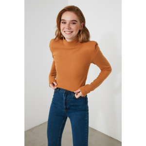 Trendyol Taba Shoulder Detailed Knitted Blouse