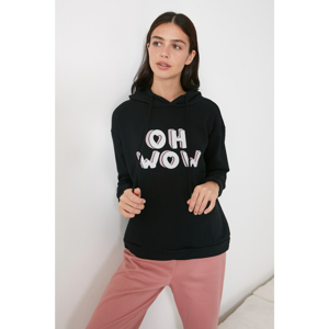 Trendyol Black Printed Knitted Sweatshirt