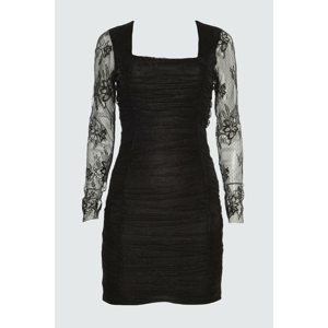 Trendyol Black Draped Lace Dress