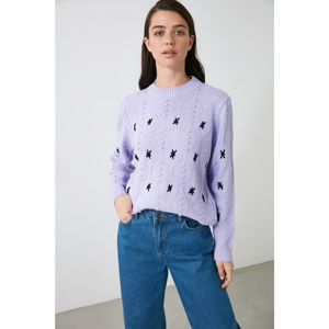 Trendyol Lila Embroidered Knitwear Sweater