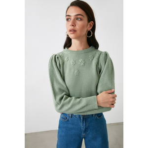 Trendyol Mint Embroidered Knitwear Sweater