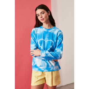 Trendyol Blue Batik Pattern knitted sweatshirt