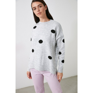 Trendyol Grey Jacquin Knitwear Sweater