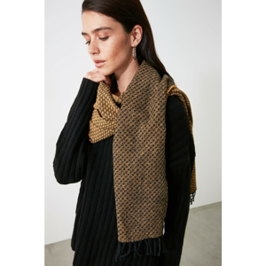 Trendyol Textured Scarf with Mustard Tassels