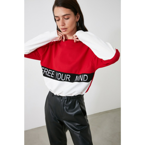 Trendyol Red Printed Knitted Sweatshirt