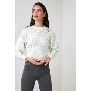 Trendyol Ekru Knitting Detailed Knitwear Sweater