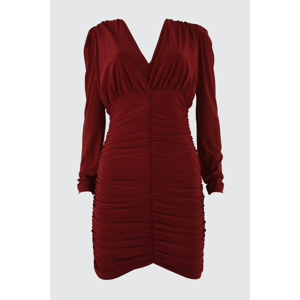 Trendyol Burgundy Drape Detailed Dress