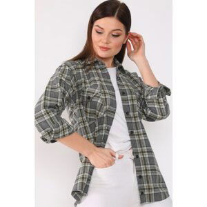 Z6664 DEWBERRY WOMEN'S SHIRT-ANTHRACİt