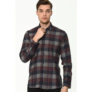 G709 DEWBERRY MEN'S SHIRT-NAVY BLUE- BURGUNDY