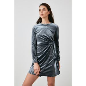 Trendyol Anthracite Binding Detailed Knitted Dress