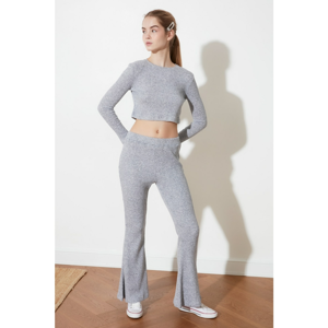 Trendyol Gray Flare Knitted Pants