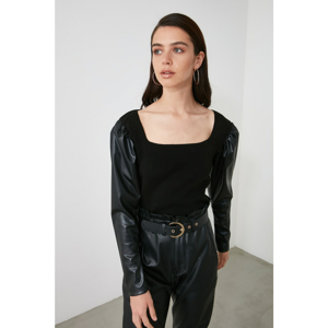 Trendyol Knitwear Sweater WITH Black Leather Detail