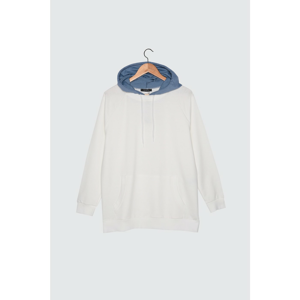 Trendyol White Hooded Knitted Sweatshirt