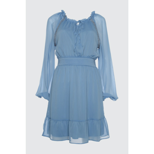 Trendyol Blue Collar Detailed Chiffon Dress