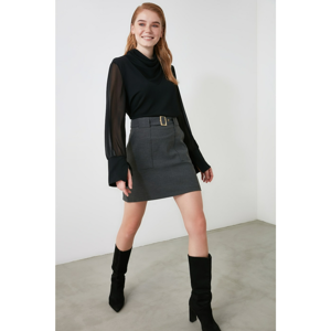 Trendyol Anthracite Belt Skirt