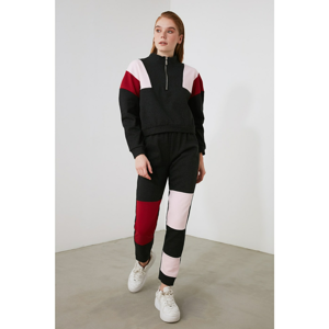 Trendyol Anthracite Zip Color Block Knitted Tracksuit Set