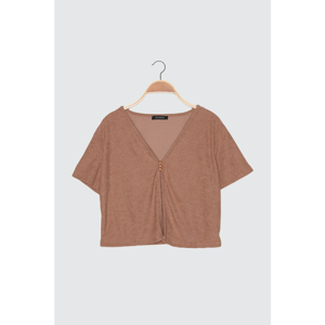 Trendyol Mink Button Detailed Knitted Blouse