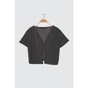 Trendyol Grey Button Detailed Knitted Blouse