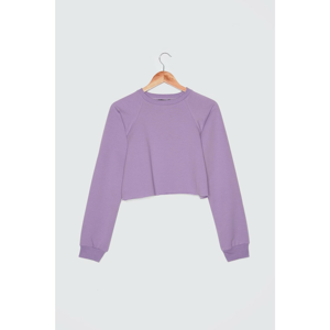 Trendyol Lila Crop Knitted Sweatshirt