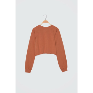 Trendyol Cinnamon Crop Knitted Sweatshirt