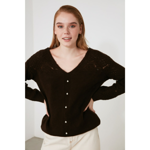 Trendyol Brown Button Knitwear Sweater