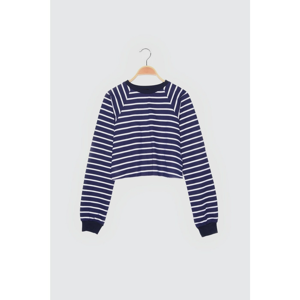 Trendyol Navy Crop Knitted Sweatshirt