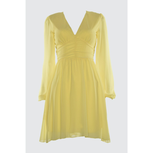 Trendyol Yellow Drapeli Chiffon Dress
