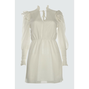 Trendyol White Gipe Detailed Chiffon Dress