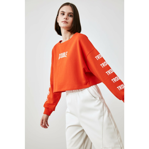 Trendyol Orange Printed Knitted Sweatshirt