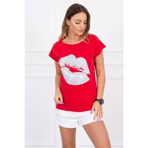 Blouse with red lip print
