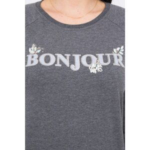 Blouse with printed Bonjour graphite S/M - L/XL