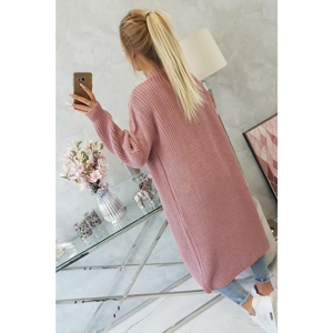 Sweater long cardigan dark powdered pink