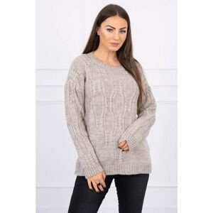 Sweater with an openwork weave dark biege
