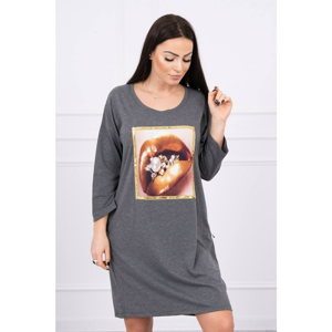 Dress with printed lips Plus Size graphite