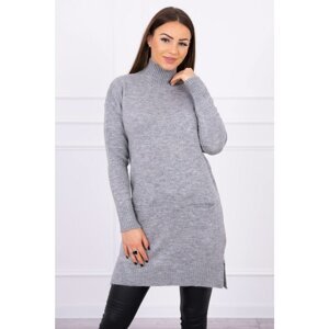 Sweater with stand-up collar grey