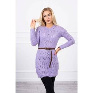 Sweater with a decorative belt purple