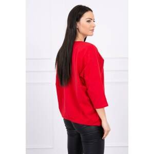 Blouse with bear print red S/M - L/XL