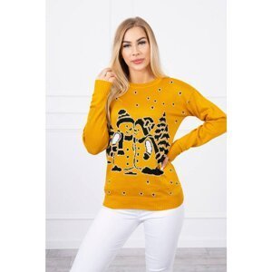 Christmas sweater with snowmen mustard