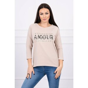 Blouse with printed Amour beige S/M - L/XL