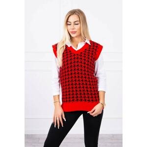 Houndstooth Sleeveless Sweater Red