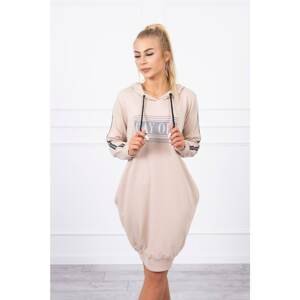 Beige dress with reflective print