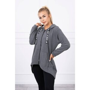 Sweatshirt with longer back and graphite hood