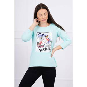 Blouse with 3D Watch mint graphics